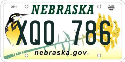NE license plate XQO786