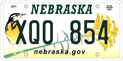 NE license plate XQO854