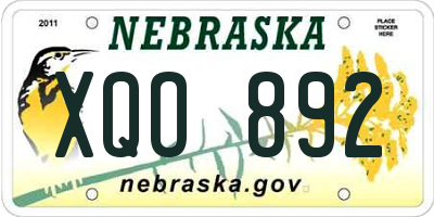 NE license plate XQO892