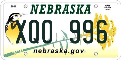 NE license plate XQO996