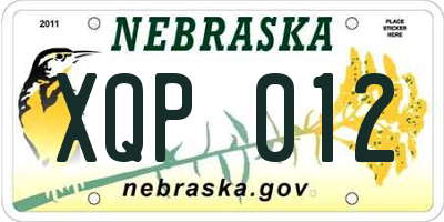 NE license plate XQP012