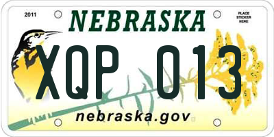 NE license plate XQP013