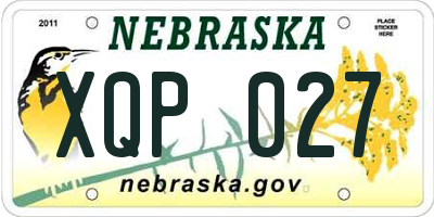 NE license plate XQP027