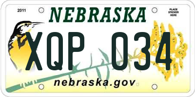 NE license plate XQP034