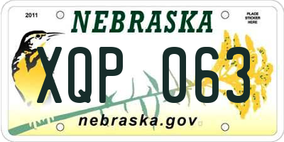 NE license plate XQP063