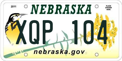 NE license plate XQP104