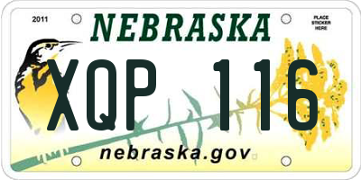 NE license plate XQP116