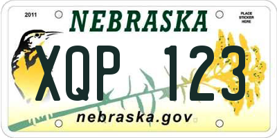 NE license plate XQP123