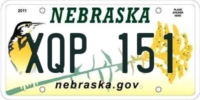 NE license plate XQP151