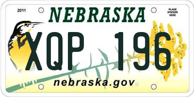 NE license plate XQP196