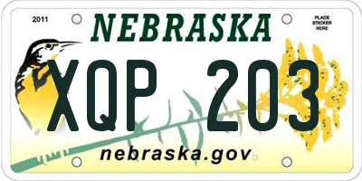 NE license plate XQP203