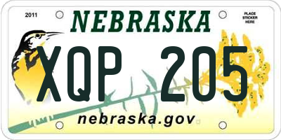 NE license plate XQP205