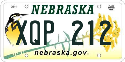 NE license plate XQP212