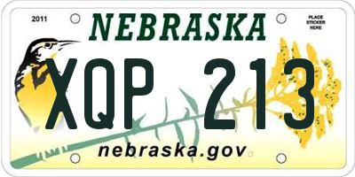 NE license plate XQP213