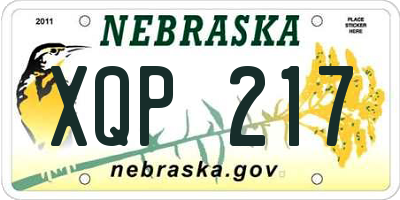 NE license plate XQP217