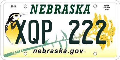 NE license plate XQP222