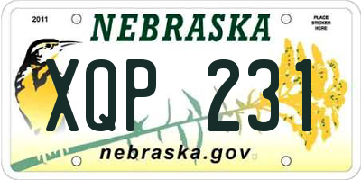 NE license plate XQP231