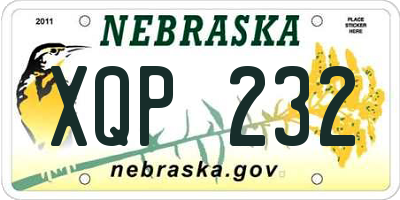 NE license plate XQP232