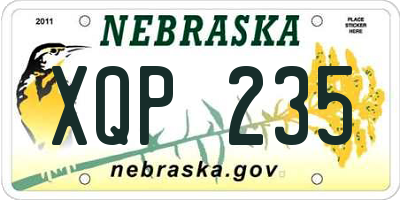 NE license plate XQP235