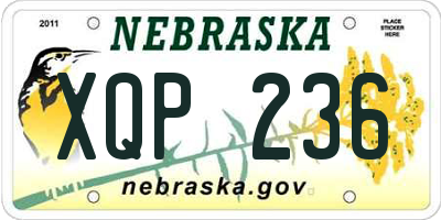 NE license plate XQP236