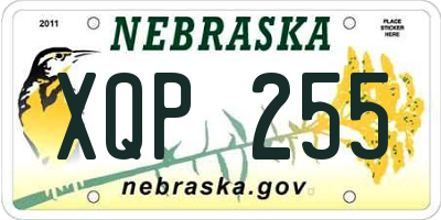 NE license plate XQP255