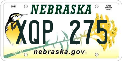 NE license plate XQP275