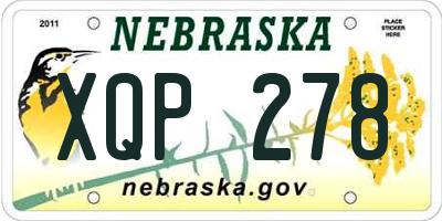 NE license plate XQP278