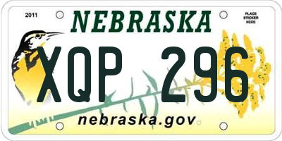 NE license plate XQP296