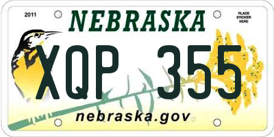 NE license plate XQP355