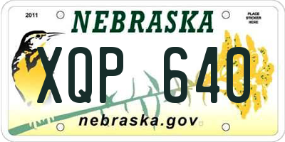 NE license plate XQP640