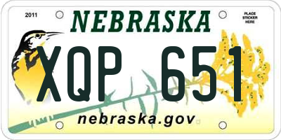 NE license plate XQP651