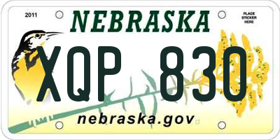 NE license plate XQP830