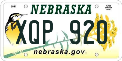 NE license plate XQP920