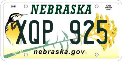 NE license plate XQP925