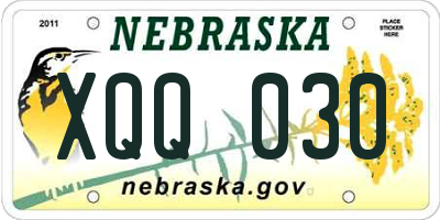 NE license plate XQQ030