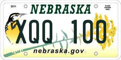 NE license plate XQQ100