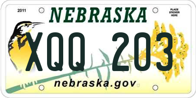 NE license plate XQQ203