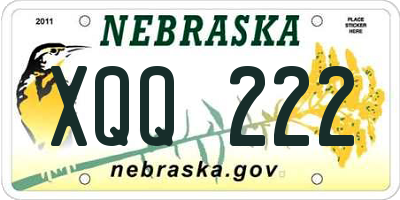 NE license plate XQQ222
