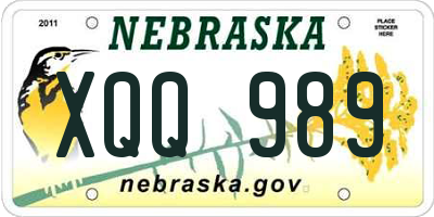 NE license plate XQQ989
