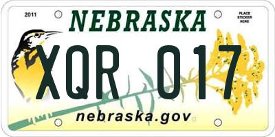 NE license plate XQR017