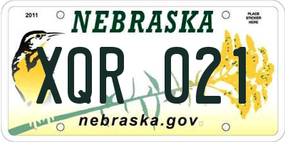 NE license plate XQR021