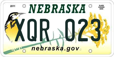 NE license plate XQR023