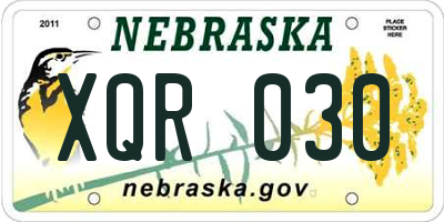 NE license plate XQR030