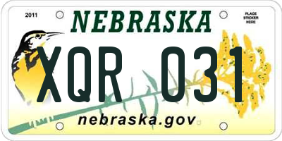 NE license plate XQR031