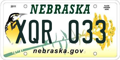 NE license plate XQR033