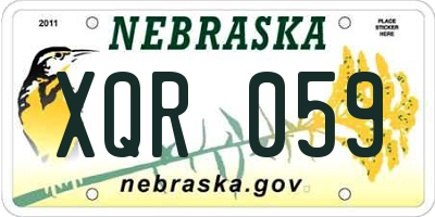 NE license plate XQR059