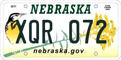 NE license plate XQR072