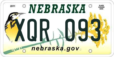 NE license plate XQR093