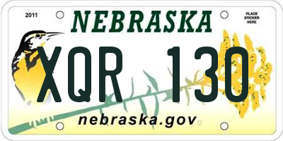 NE license plate XQR130