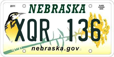 NE license plate XQR136